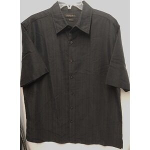 AXIST Black, silk touch, button up, short‎ sleeve men's shirt, size Large